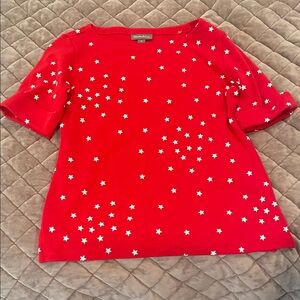 Style & Co Red Star Pattern Short Sleeve Top